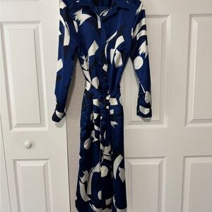 Ralph Lauren Navy and White Long Sleeve Dress